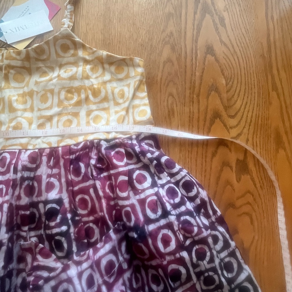 NWT BUSAYO Ade Spaghetti Strap Mixed Batik Tiered Dress Size M Front Pockets - Picture 5 of 12
